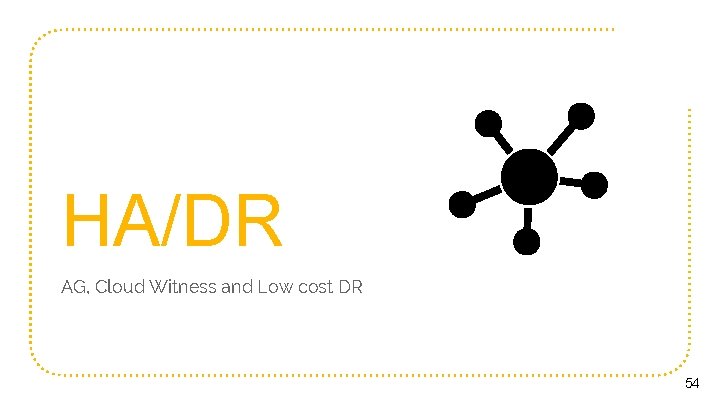 HA/DR AG, Cloud Witness and Low cost DR 54 