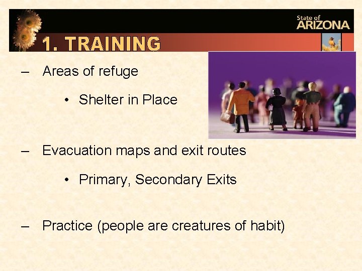 – Areas of refuge • Shelter in Place – Evacuation maps and exit routes