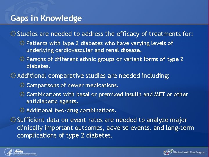 Gaps in Knowledge Studies are needed to address the efficacy of treatments for: Patients