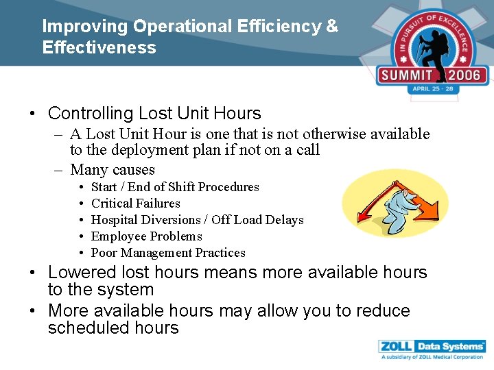 Improving Operational Efficiency & Effectiveness • Controlling Lost Unit Hours – A Lost Unit