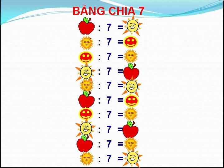 BẢNG CHIA 7 7 14 21 28 35 42 49 56 63 70 :