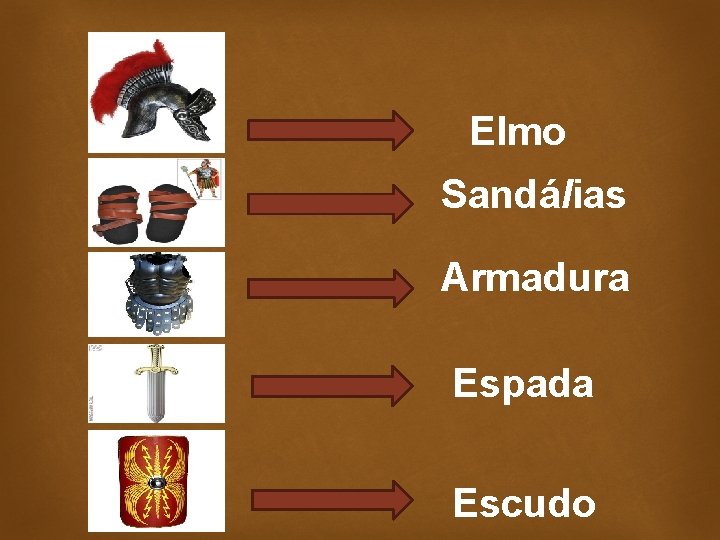 Elmo Sandálias Armadura Espada Escudo 