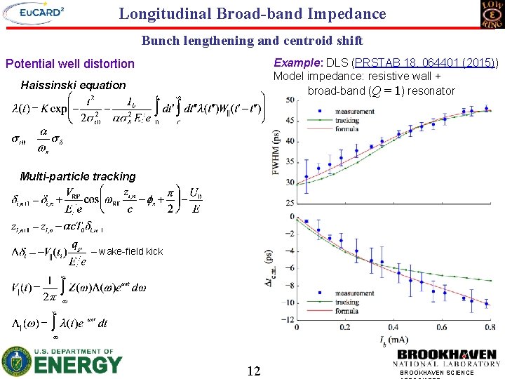 Longitudinal Broad-band Impedance Bunch lengthening and centroid shift Example: DLS (PRSTAB 18, 064401 (2015))