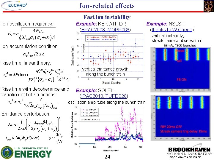 Ion-related effects Fast ion instability Ion oscillation frequency: Example: KEK ATF DR (EPAC 2008,