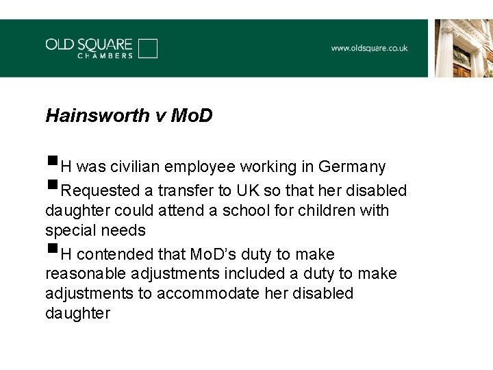 Hainsworth v Mo. D §H was civilian employee working in Germany §Requested a transfer