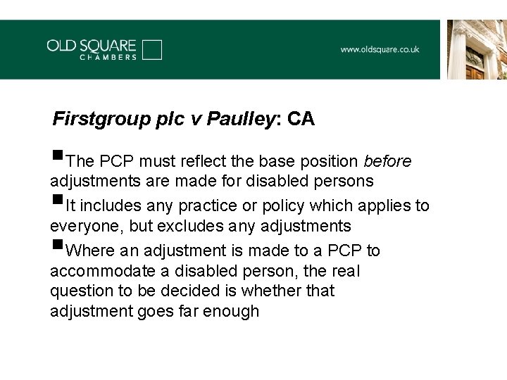 Firstgroup plc v Paulley: CA §The PCP must reflect the base position before adjustments