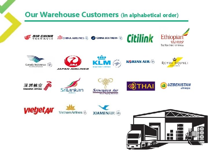 Our Warehouse Customers (in alphabetical order) 