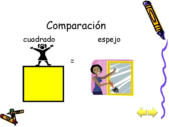 Comparación cuadrado espejo = 