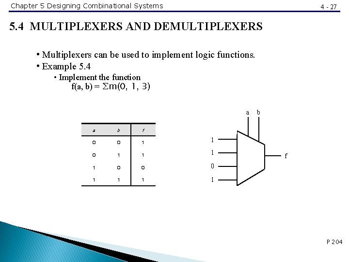 Chapter 5 Designing Combinational Systems 4 - 27 5. 4 MULTIPLEXERS AND DEMULTIPLEXERS •