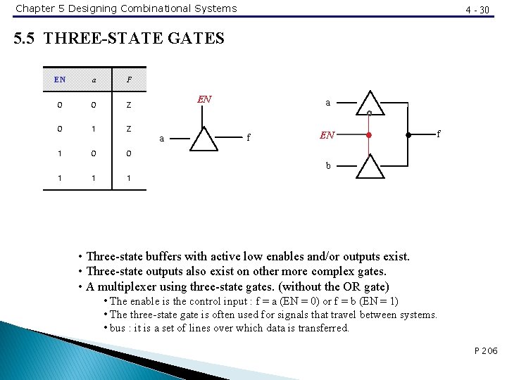 Chapter 5 Designing Combinational Systems 4 - 30 5. 5 THREE-STATE GATES EN a