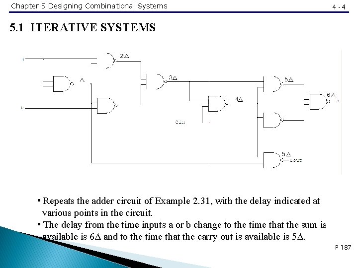 Chapter 5 Designing Combinational Systems 4 -4 5. 1 ITERATIVE SYSTEMS • Repeats the