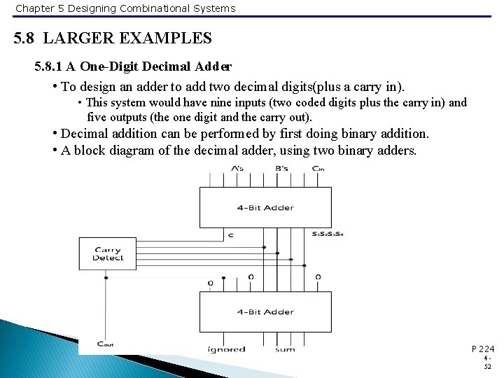 Chapter 5 Designing Combinational Systems 5. 8 LARGER EXAMPLES 5. 8. 1 A One-Digit