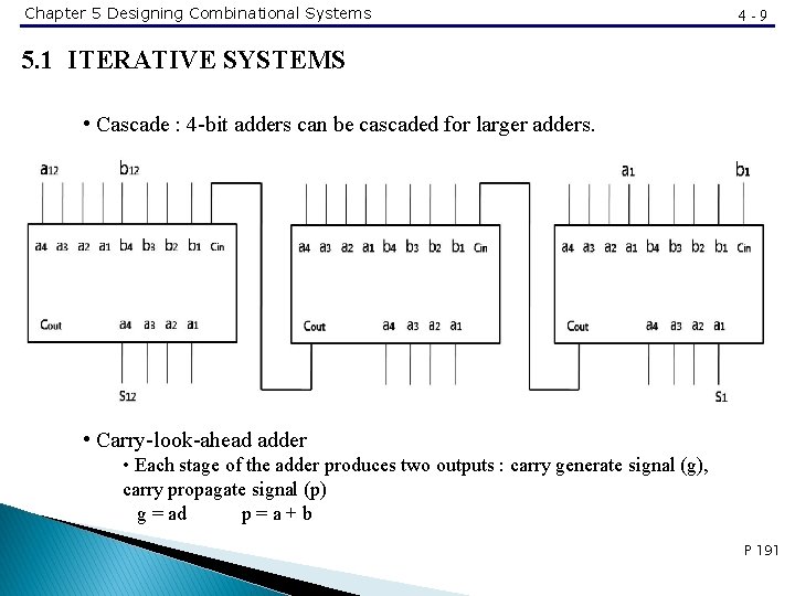 Chapter 5 Designing Combinational Systems 4 -9 5. 1 ITERATIVE SYSTEMS • Cascade :
