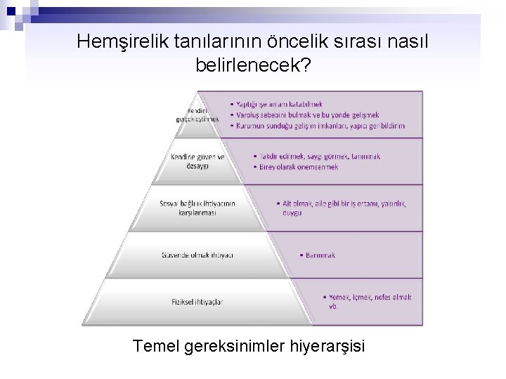 Hemşirelik tanılarının öncelik sırası nasıl belirlenecek? Temel gereksinimler hiyerarşisi 