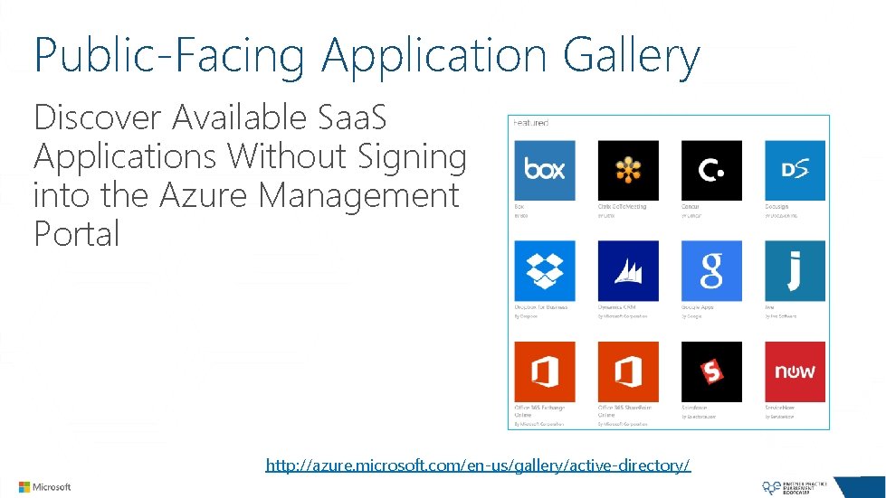 Public-Facing Application Gallery Discover Available Saa. S Applications Without Signing into the Azure Management