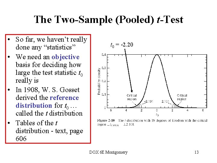 The Two-Sample (Pooled) t-Test • So far, we haven’t really done any “statistics” • The Two-Sample (Pooled) t-Test • So far, we haven’t really done any “statistics” •