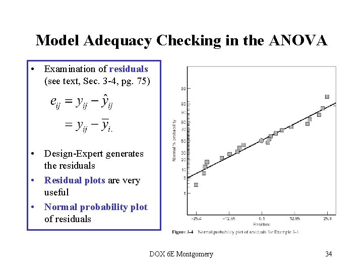 Model Adequacy Checking in the ANOVA • Examination of residuals (see text, Sec. 3 Model Adequacy Checking in the ANOVA • Examination of residuals (see text, Sec. 3