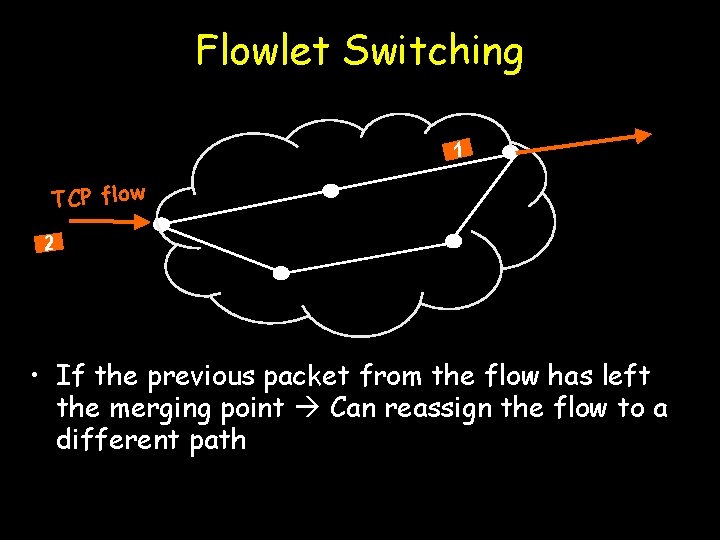 Flowlet Switching 1 TCP flow 2 • If the previous packet from the flow