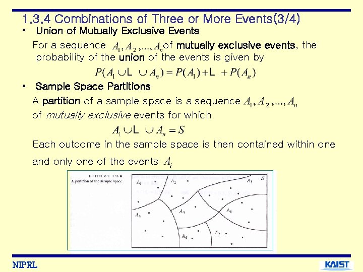 1. 3. 4 Combinations of Three or More Events(3/4) • Union of Mutually Exclusive