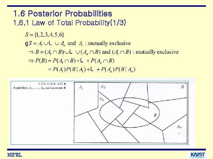 1. 6 Posterior Probabilities 1. 6. 1 Law of Total Probability(1/3) NIPRL 