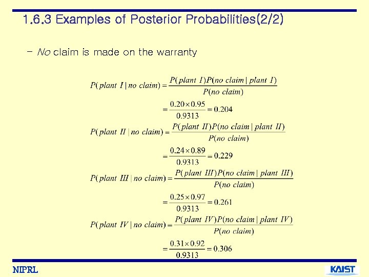 1. 6. 3 Examples of Posterior Probabilities(2/2) - No claim is made on the
