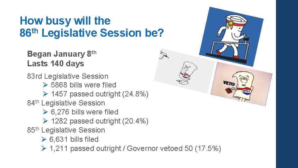 How busy will the 86 th Legislative Session be? Began January 8 th Lasts