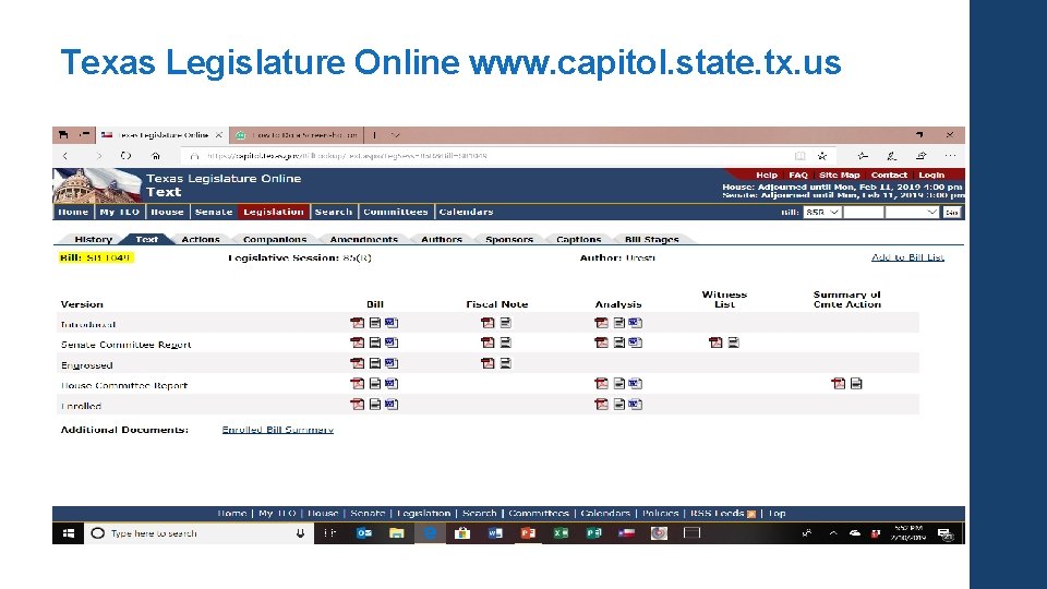 Texas Legislature Online www. capitol. state. tx. us 