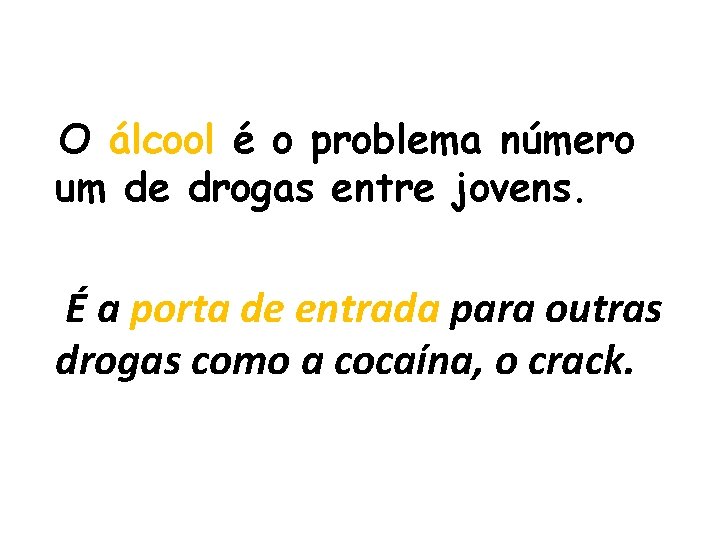O álcool é o problema número um de drogas entre jovens. É a porta