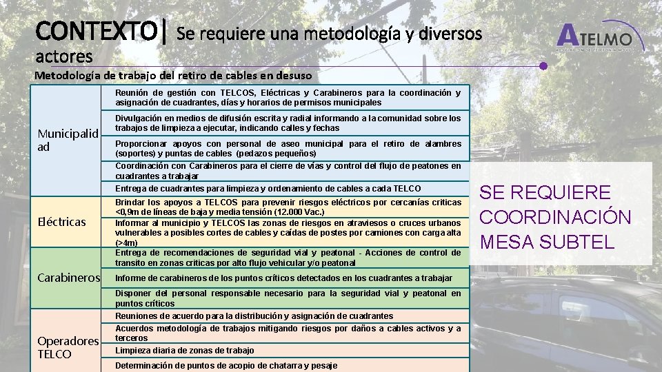 CONTEXTO| Se requiere una metodología y diversos actores Metodología de trabajo del retiro de