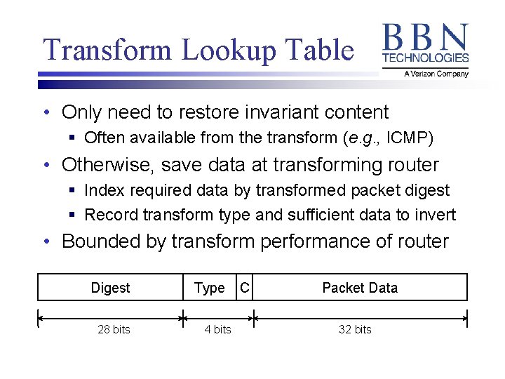 Transform Lookup Table • Only need to restore invariant content § Often available from