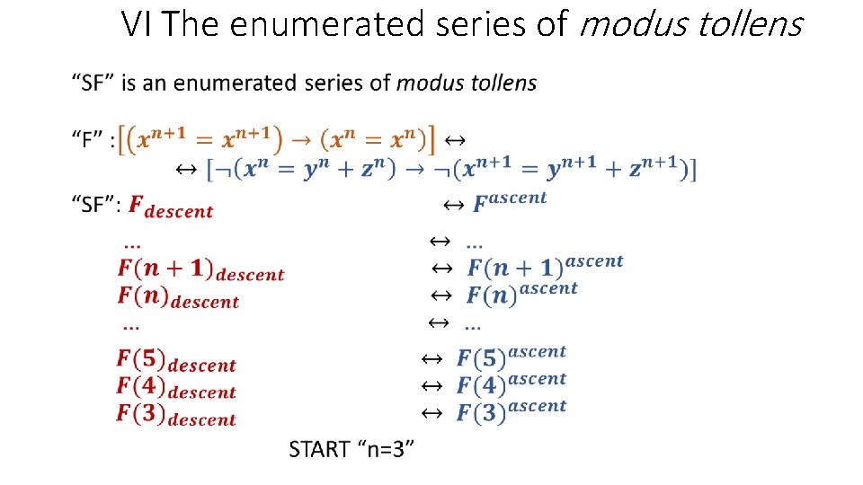 VI The enumerated series of modus tollens • 