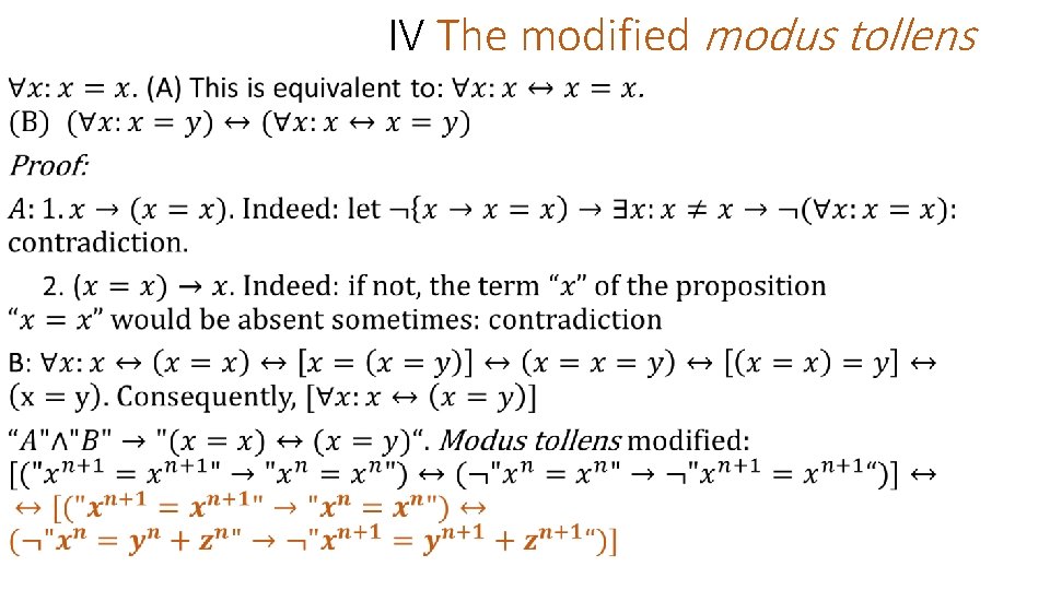 IV The modified modus tollens • 