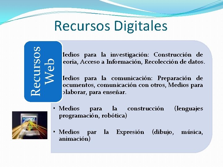 Recursos Web Recursos Digitales • Medios para la investigación: Construcción de Teoría, Acceso a