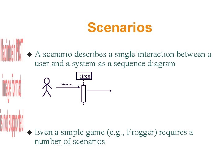 Scenarios A scenario describes a single interaction between a user and a system as Scenarios A scenario describes a single interaction between a user and a system as