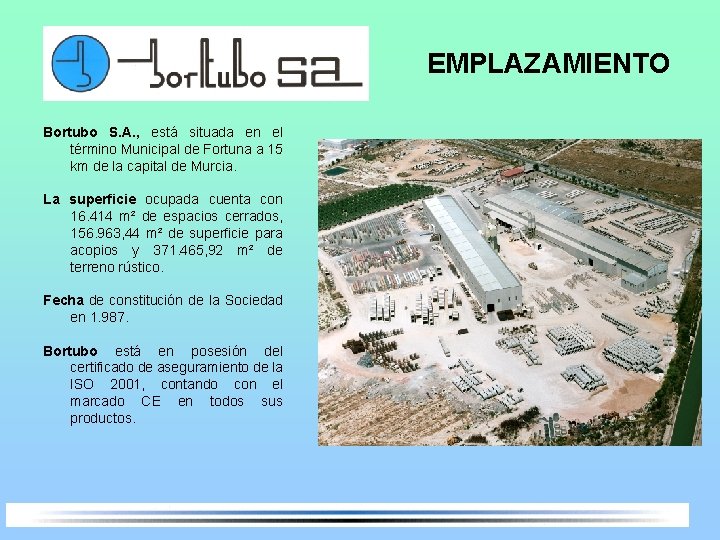 EMPLAZAMIENTO Bortubo S. A. , está situada en el término Municipal de Fortuna a