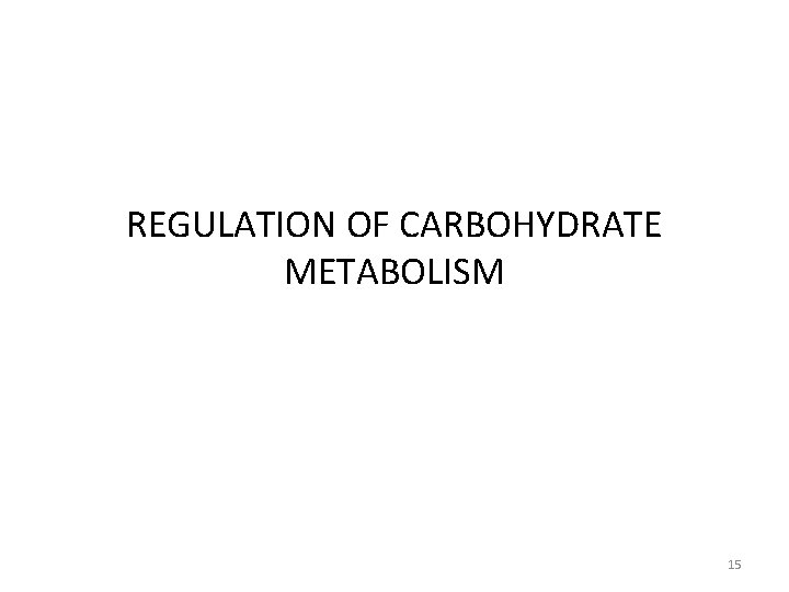 REGULATION OF CARBOHYDRATE METABOLISM 15 