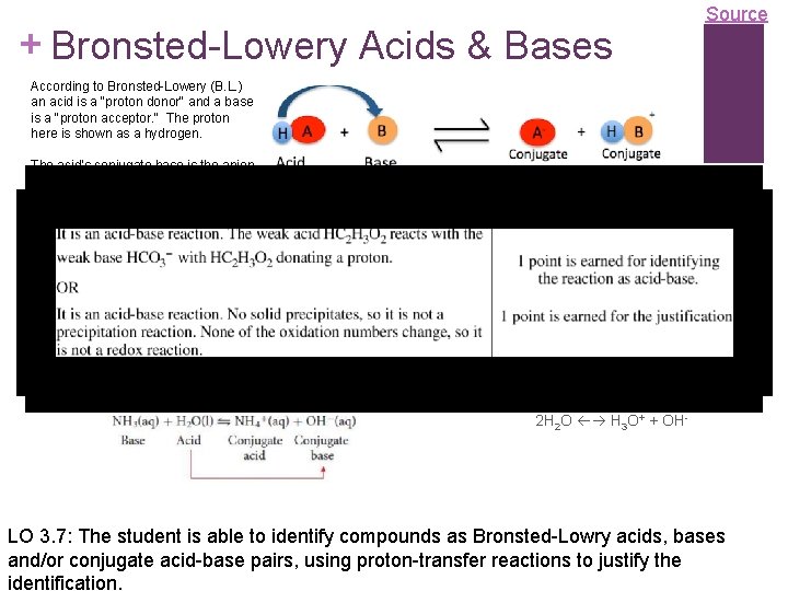 + Bronsted-Lowery Acids & Bases Source According to Bronsted-Lowery (B. L. ) an acid