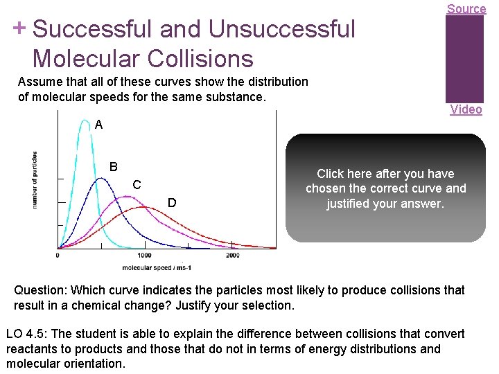 + Successful and Unsuccessful Molecular Collisions Assume that all of these curves show the