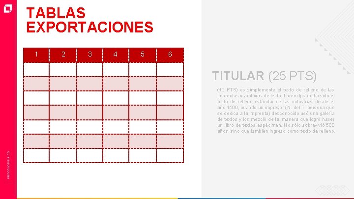 TABLAS EXPORTACIONES 1 2 3 4 5 6 TITULAR (25 PTS) (10 PTS) es