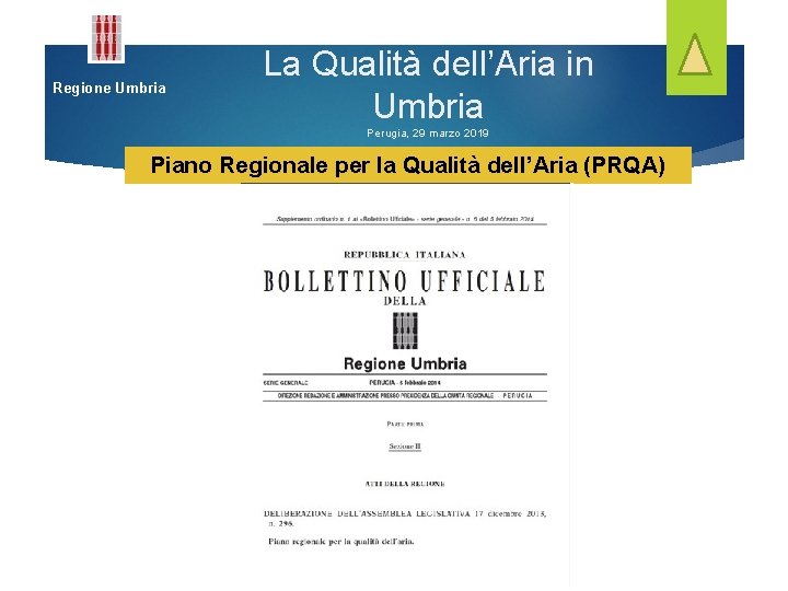 Regione Umbria La Qualità dell’Aria in Umbria Perugia, 29 marzo 2019 Piano Regionale per