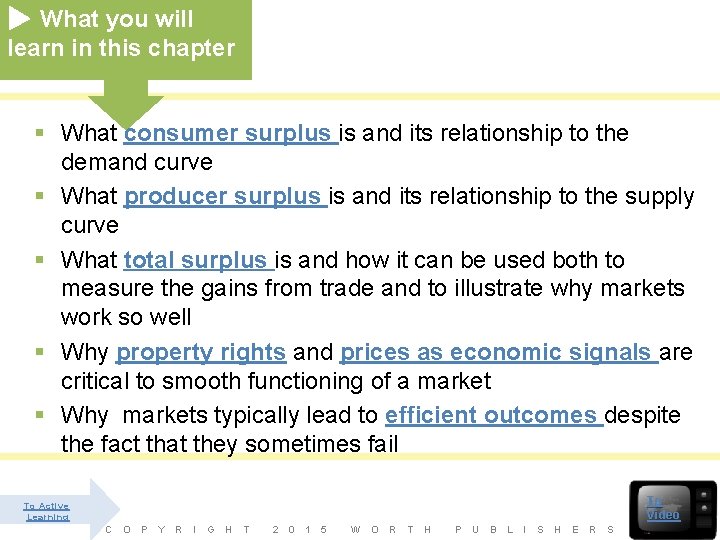 What you will learn in this chapter § What consumer surplus is and its
