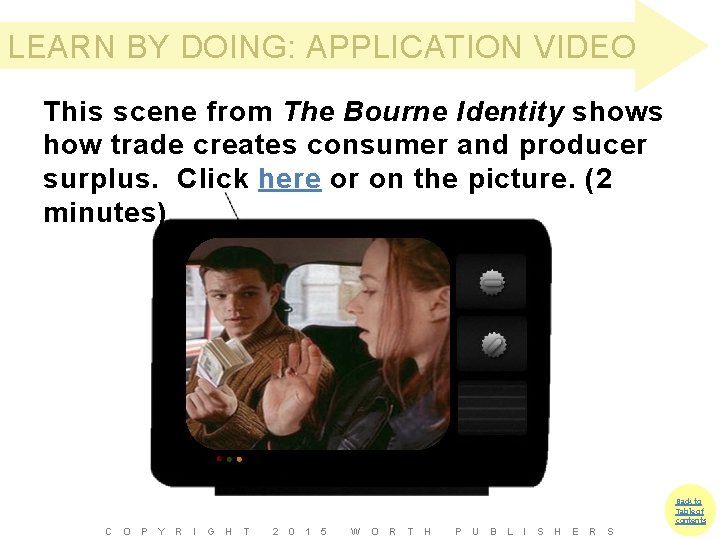 LEARN BY DOING: APPLICATION VIDEO This scene from The Bourne Identity shows how trade