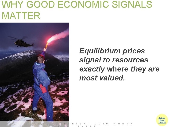 WHY GOOD ECONOMIC SIGNALS MATTER Equilibrium prices signal to resources exactly where they are