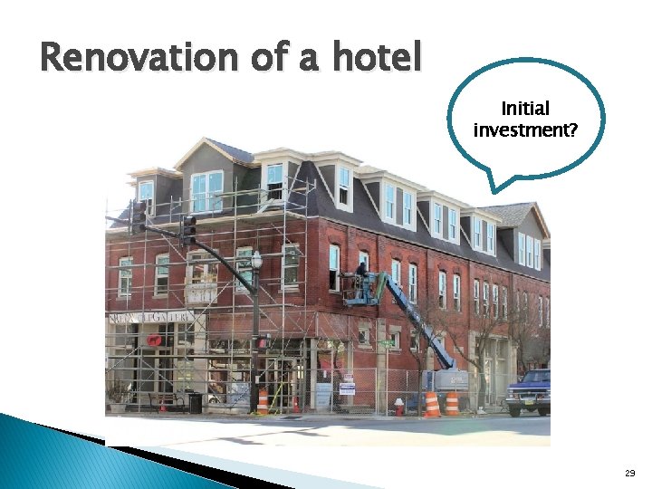Renovation of a hotel Initial investment? 29 