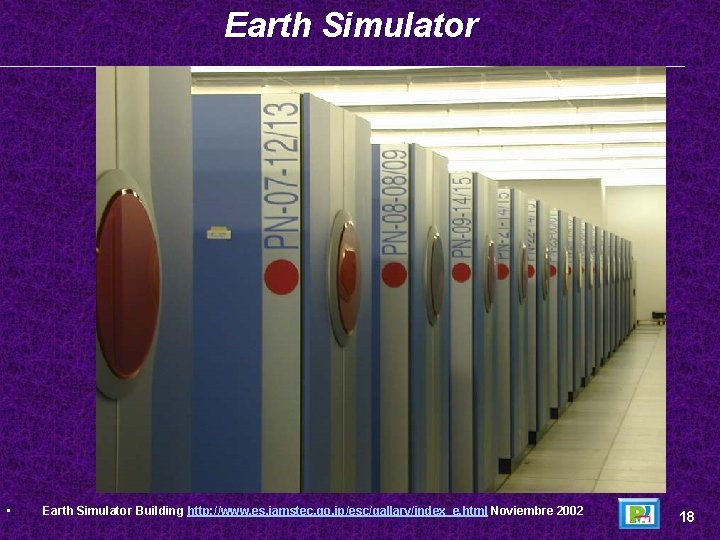 Earth Simulator • Earth Simulator Building http: //www. es. jamstec. go. jp/esc/gallary/index_e. html Noviembre