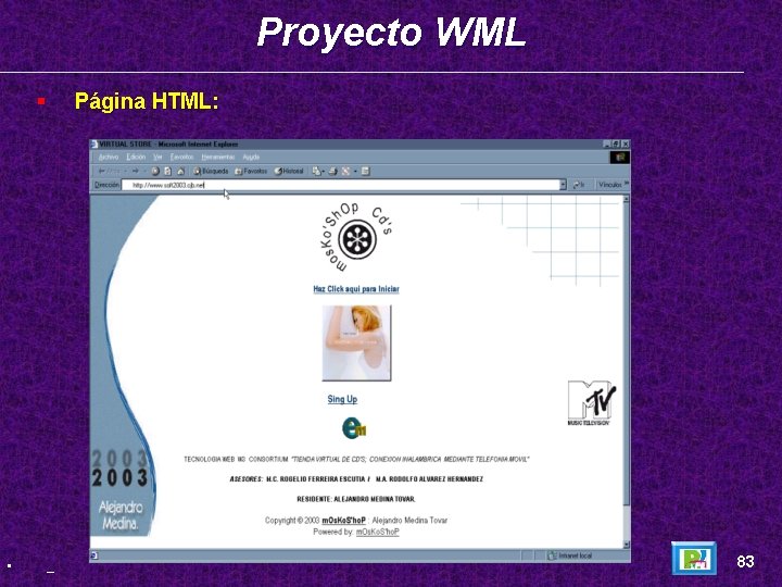 Proyecto WML § • Página HTML: _ 83 