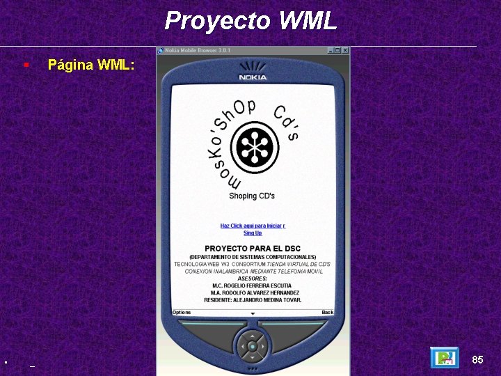Proyecto WML § • Página WML: _ 85 