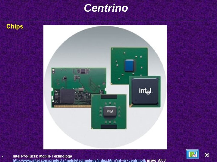 Centrino Chips • Intel Products: Mobile Technology http: //www. intel. com/products/mobiletechnology/index. htm? iid=sr+centrino& mayo
