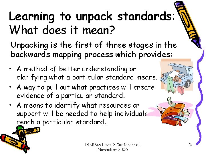 Learning to unpack standards: What does it mean? Unpacking is the first of three