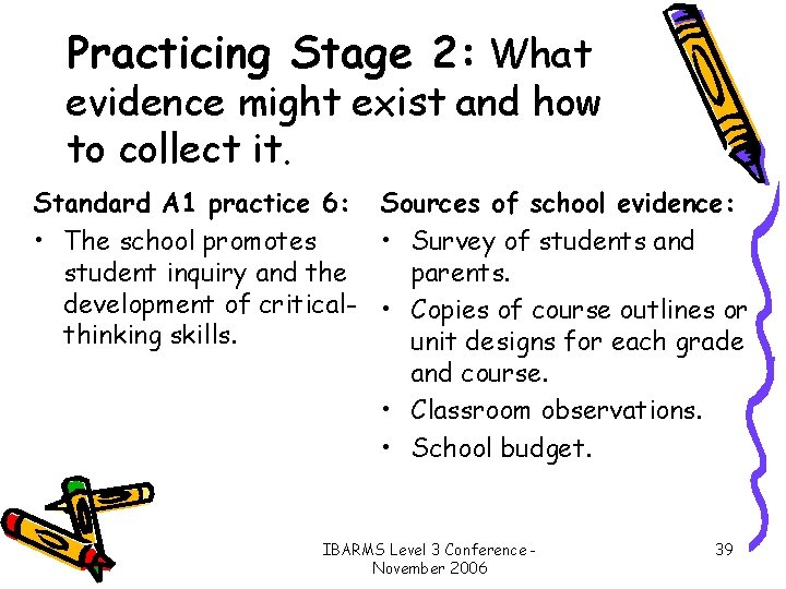 Practicing Stage 2: What evidence might exist and how to collect it. Standard A